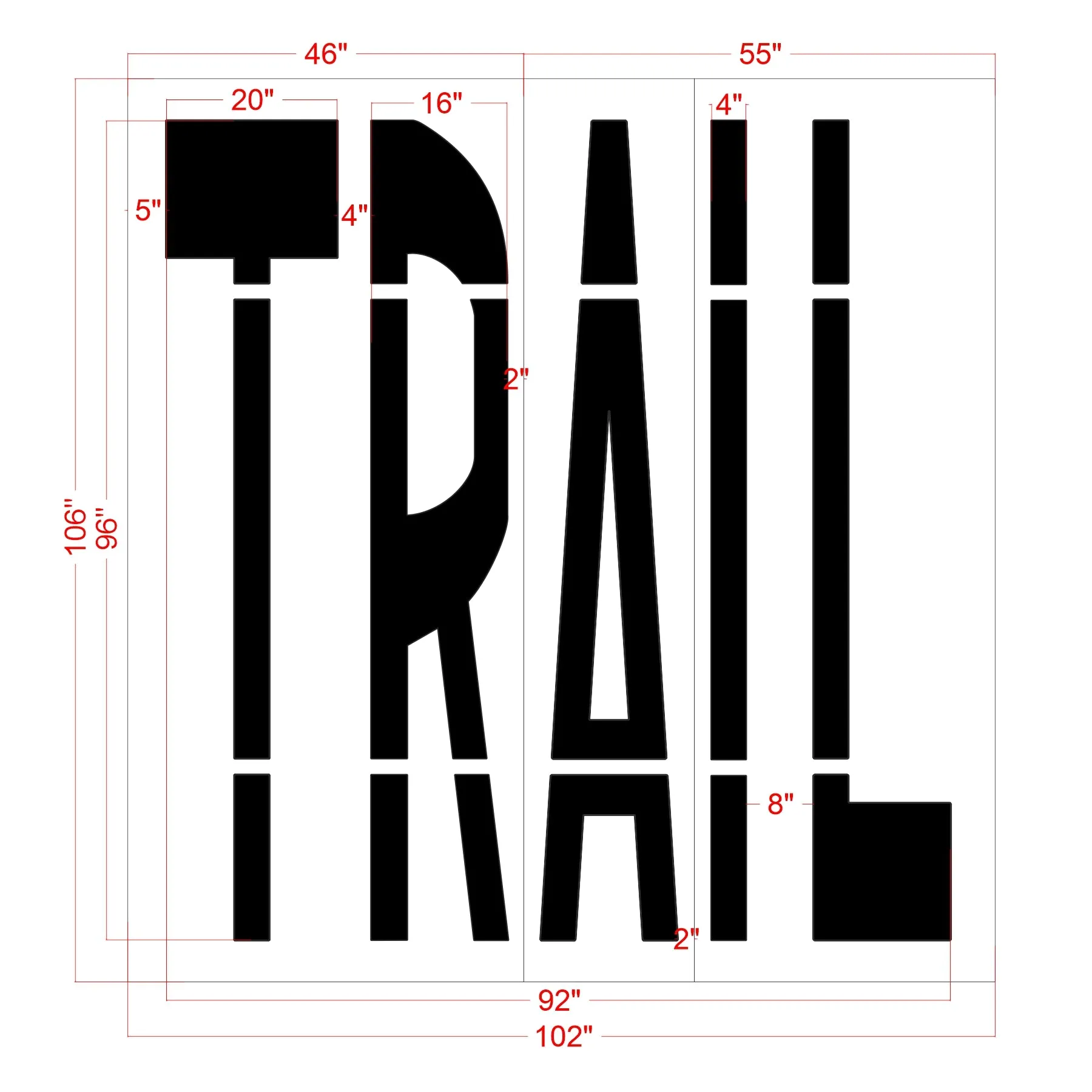 96" Michigan DOT TRAIL Stencil
