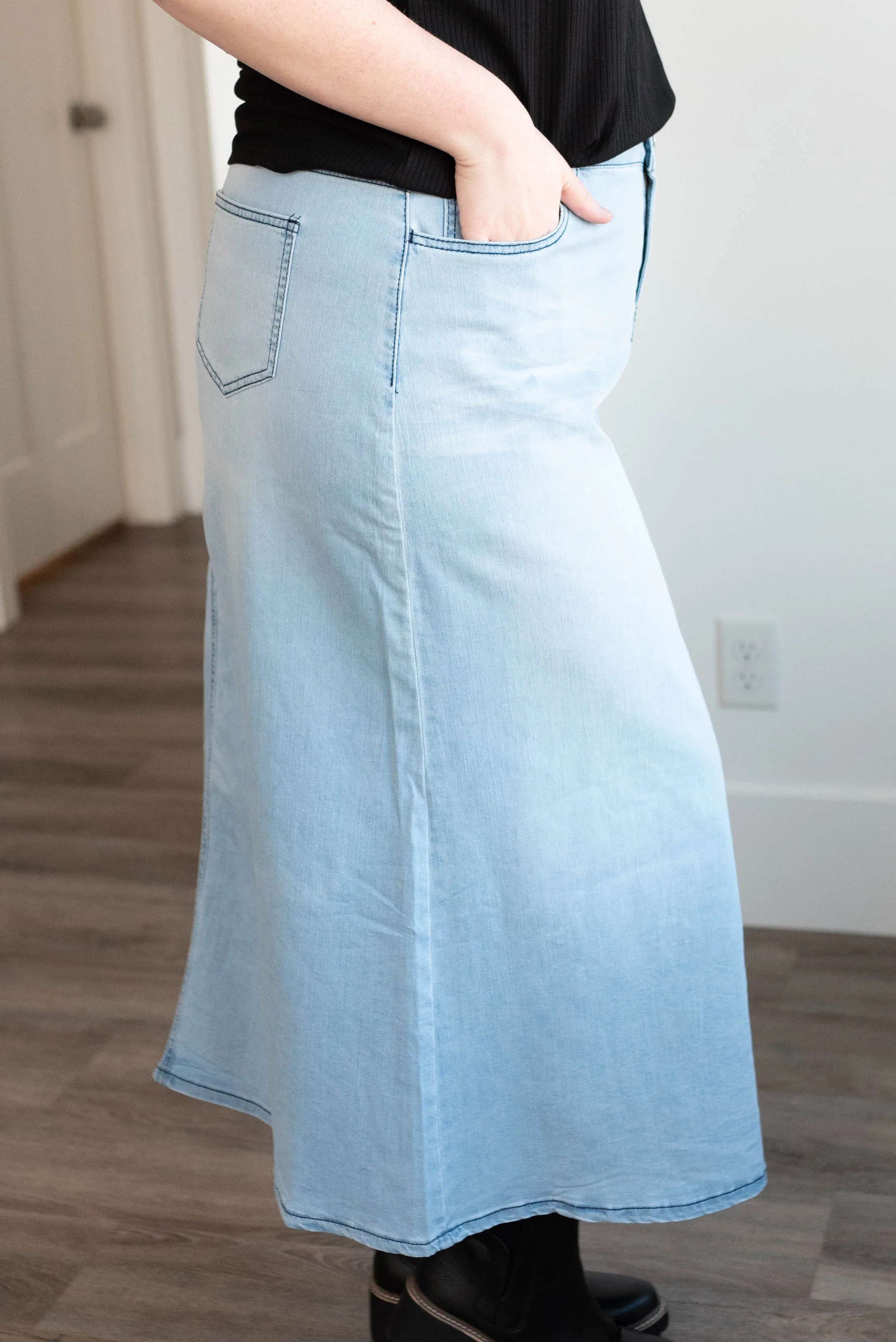 Amari Light Wash Indigo Denim Skirt