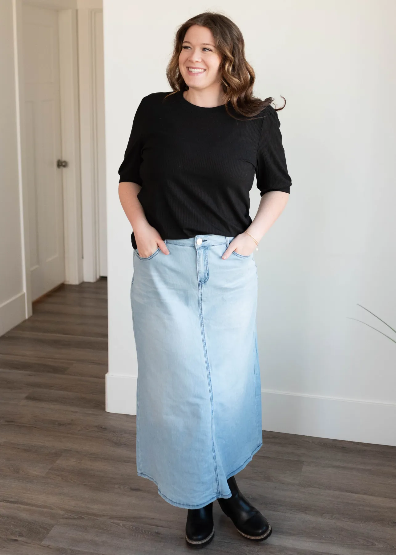 Amari Light Wash Indigo Denim Skirt