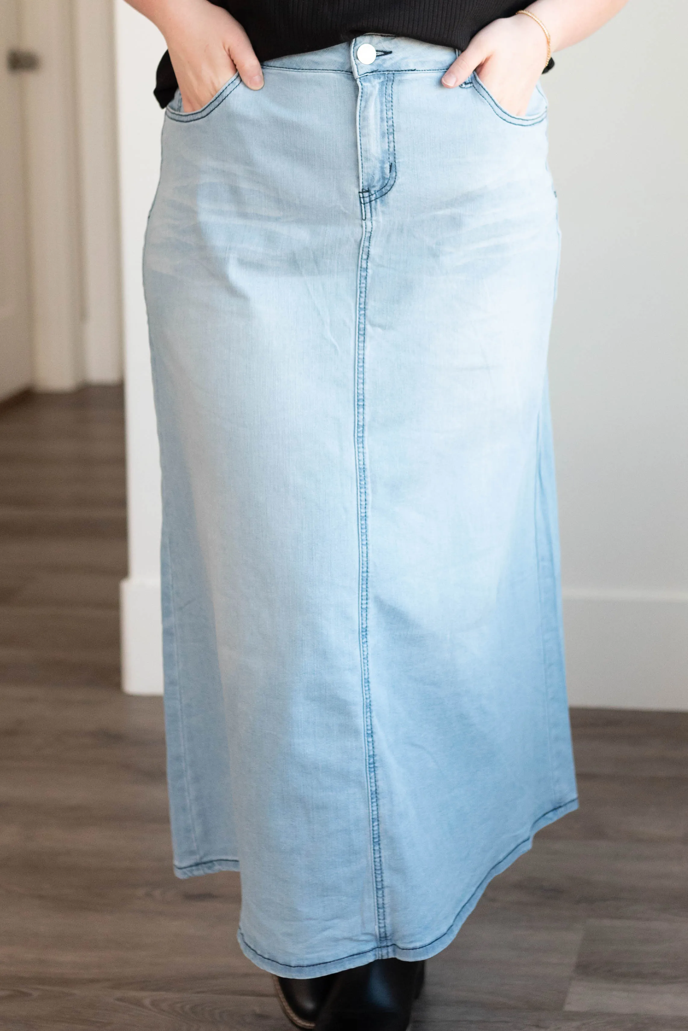 Amari Light Wash Indigo Denim Skirt