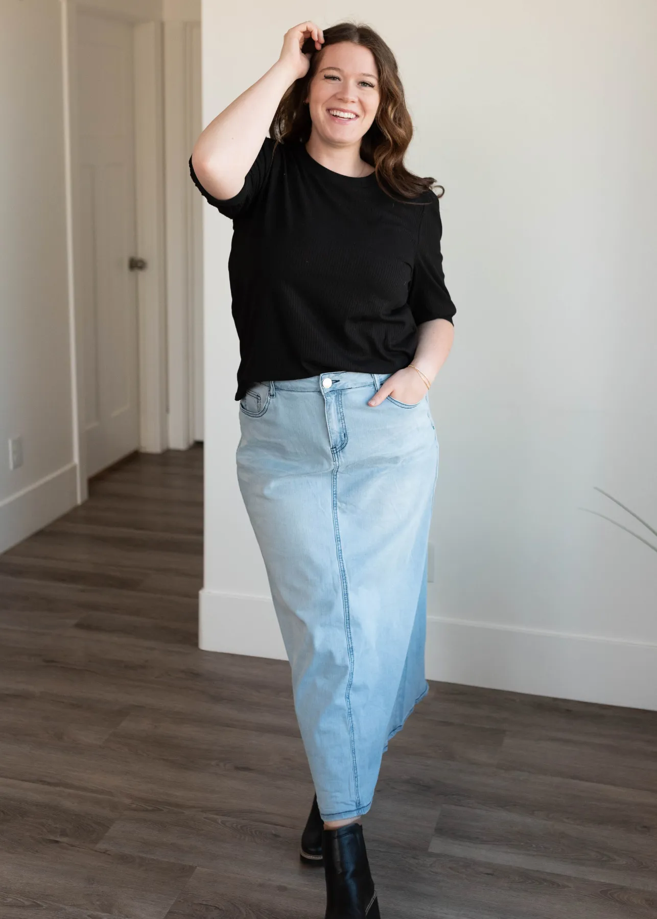 Amari Light Wash Indigo Denim Skirt