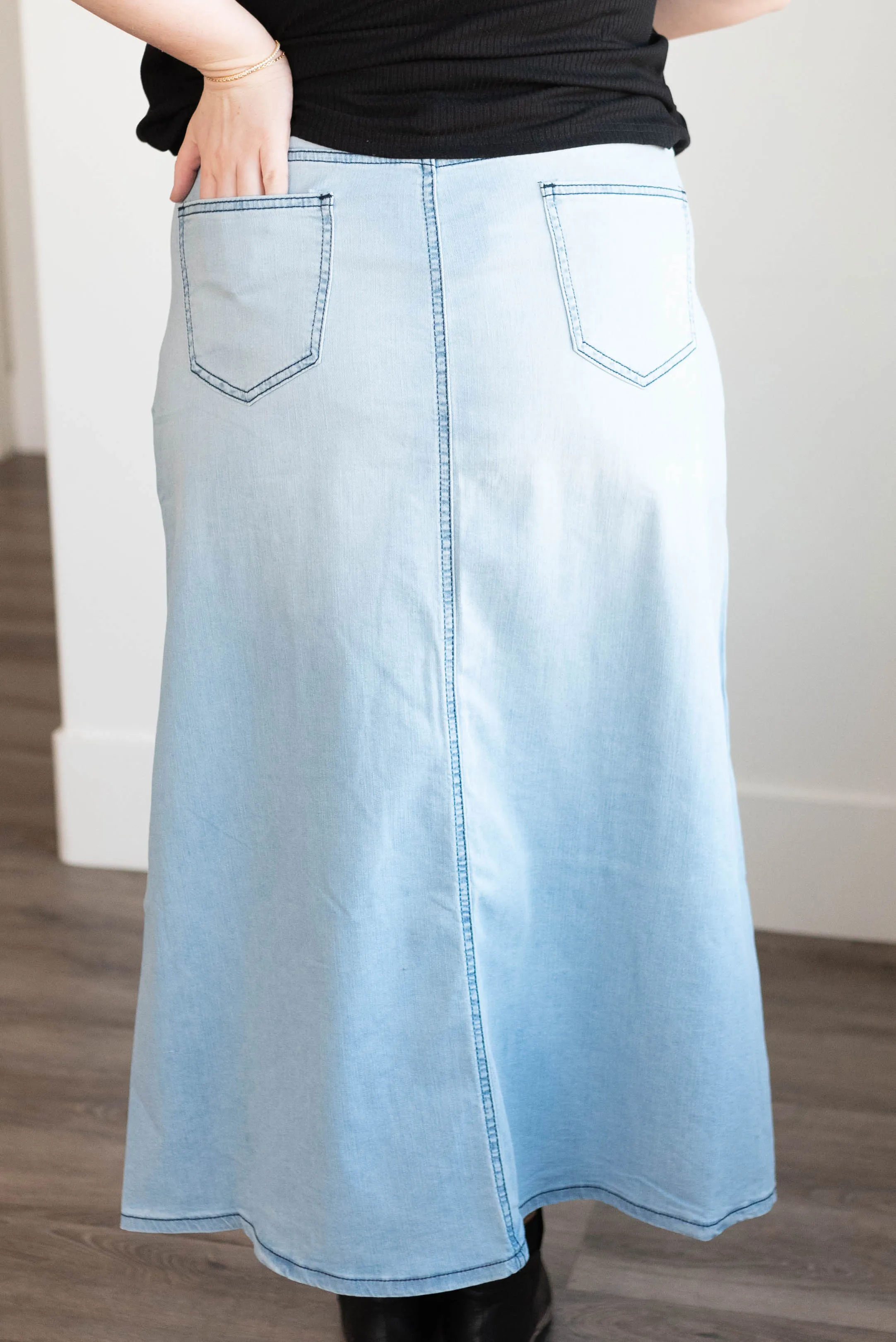 Amari Light Wash Indigo Denim Skirt