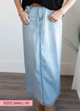 Amari Light Wash Indigo Denim Skirt