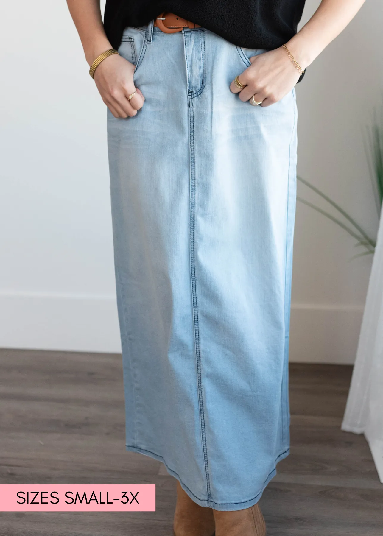 Amari Light Wash Indigo Denim Skirt