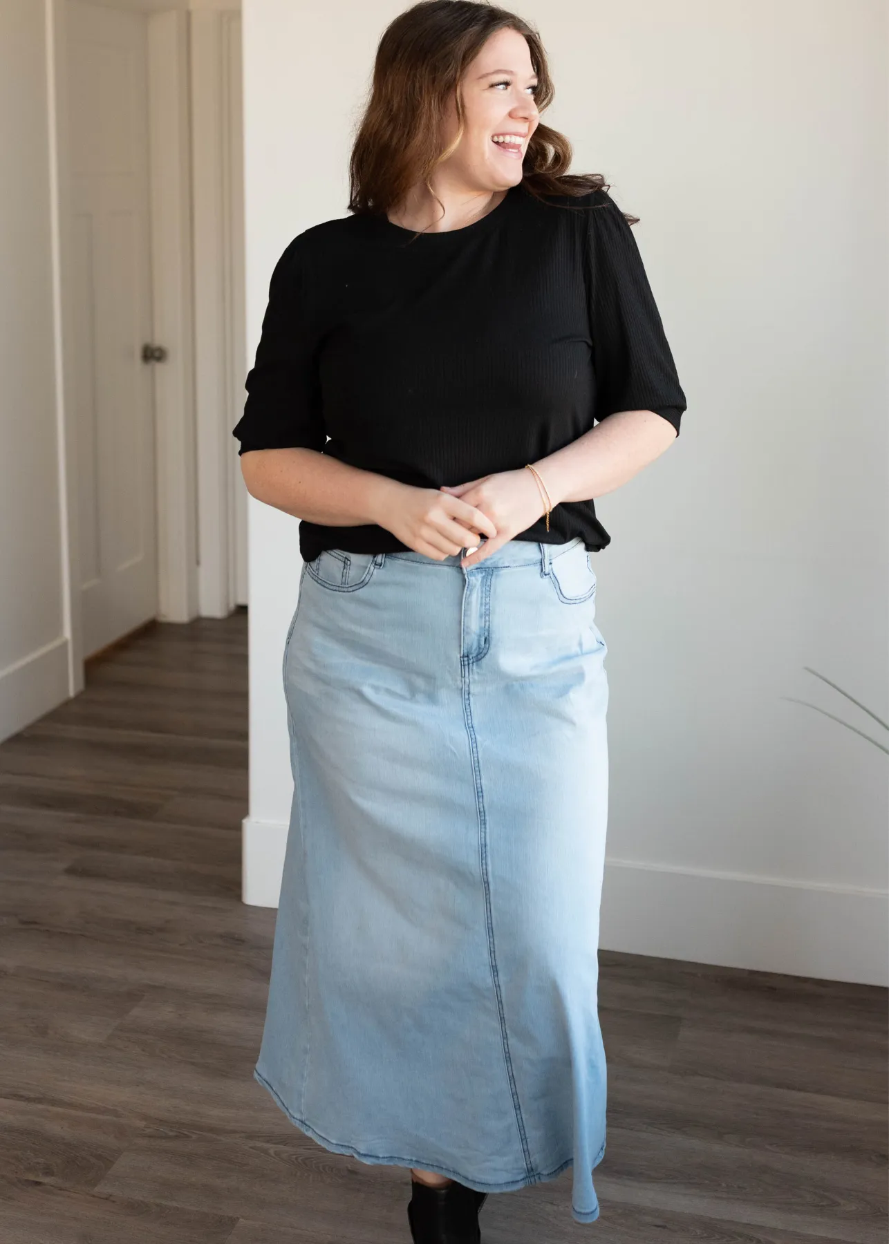 Amari Light Wash Indigo Denim Skirt