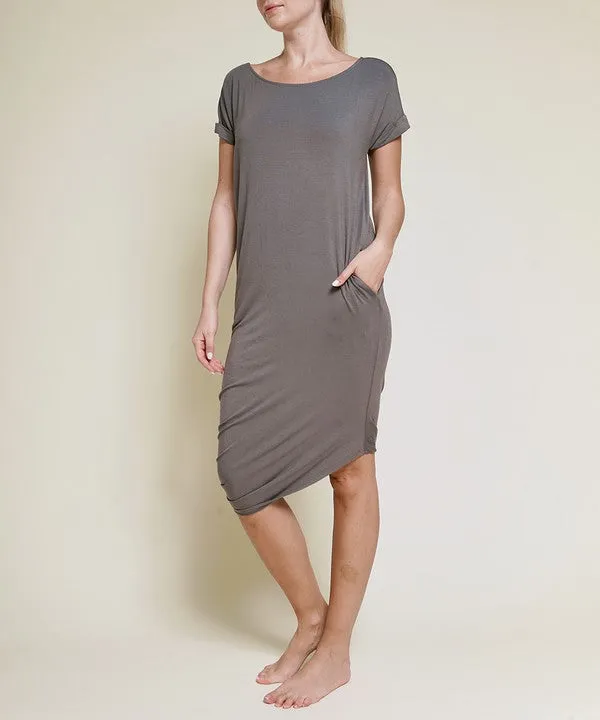 BAMBOO asymmetric dolman dress