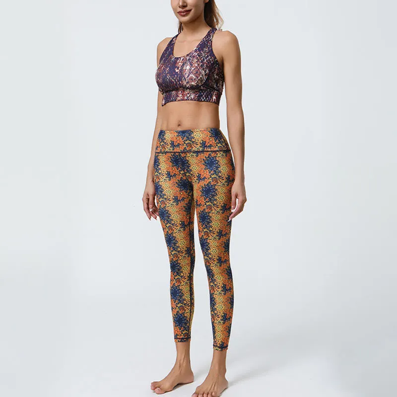 Buddha Stones Flowers Geometric Mandalas Print Sports Fitness Yoga High Waist Leggings Women's Pants