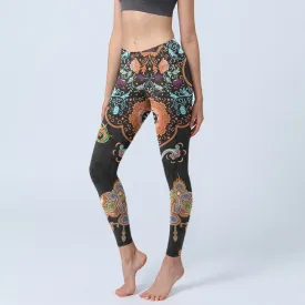 Buddha Stones Mandala Auspicious Clouds Print Gym Leggings Women's Yoga Pants