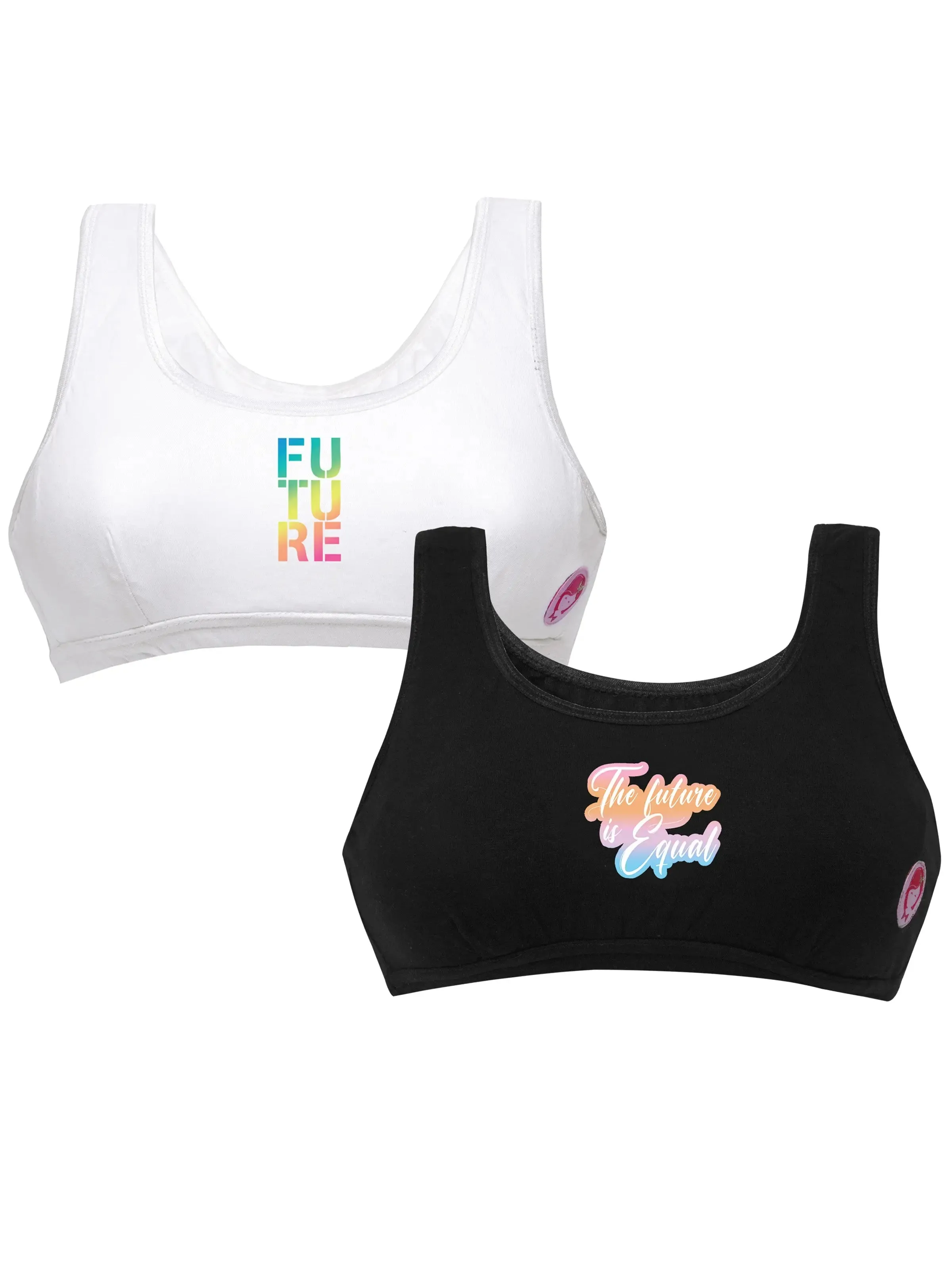 Double-Layer Broad Strap Cotton Athletic Bras | Non-Padded Beginner Bra | Printed Bra