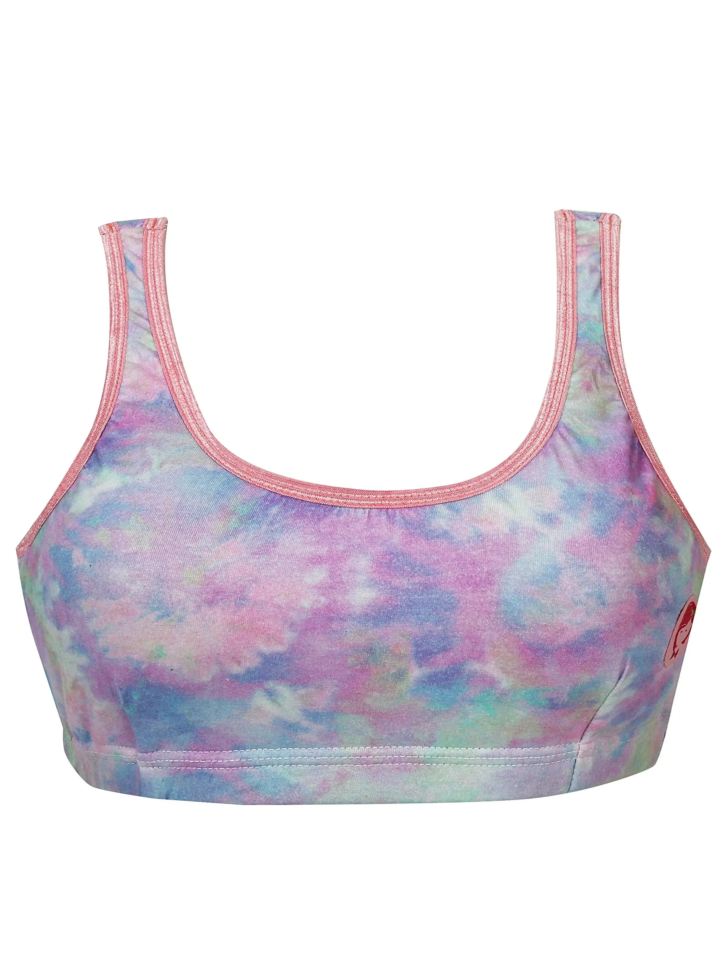 Double-Layer Broad Strap Cotton Yoga Bra | Non-Padded | Printed Bra