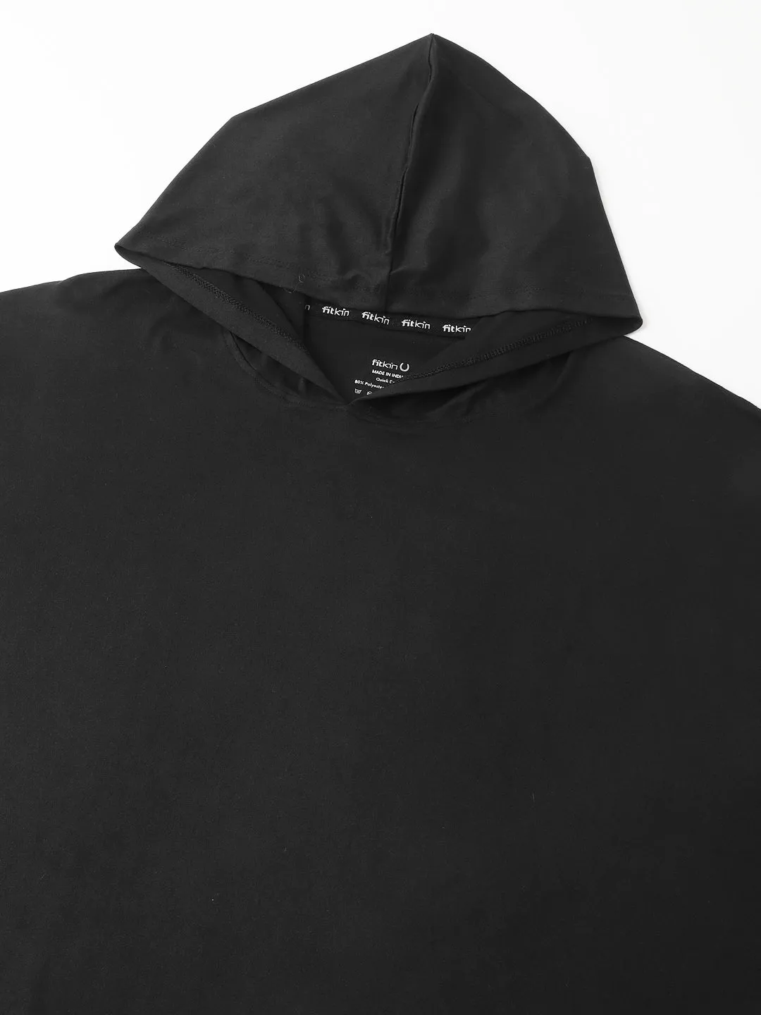 Fitkin Plus Size Anti-Odor Super Soft Black Boyfriend Hoodie Tshirt