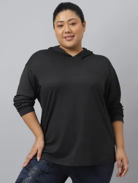 Fitkin Plus Size Anti-Odor Super Soft Black Boyfriend Hoodie Tshirt