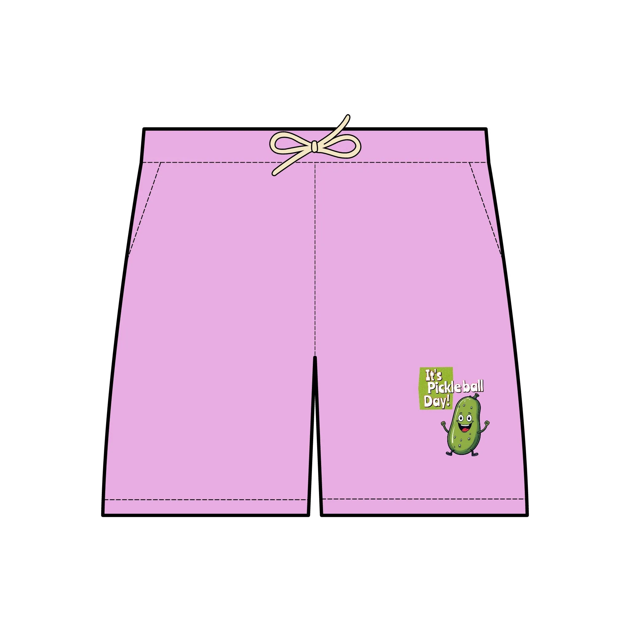 Fleece Sweat Shorts with Happy Pickle 'It's Pickleball Day' Design