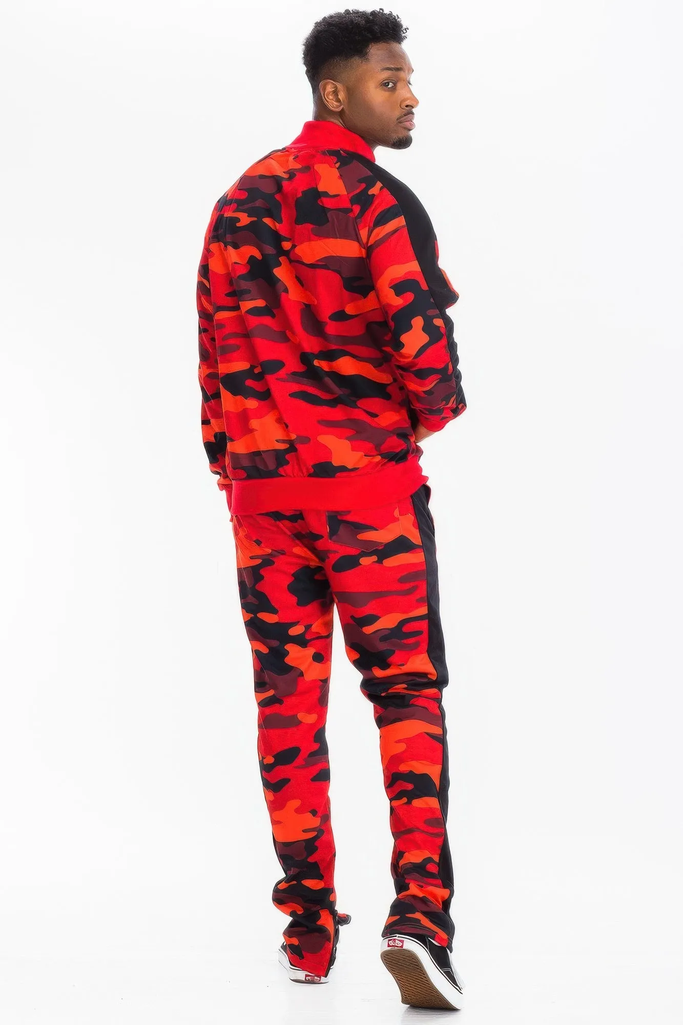 Full Camo With Stripe Track Bottom Pants and Jacket Set