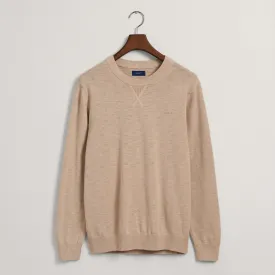 GANT Cotton Flamme Crew Neck Sweater Dry Sand