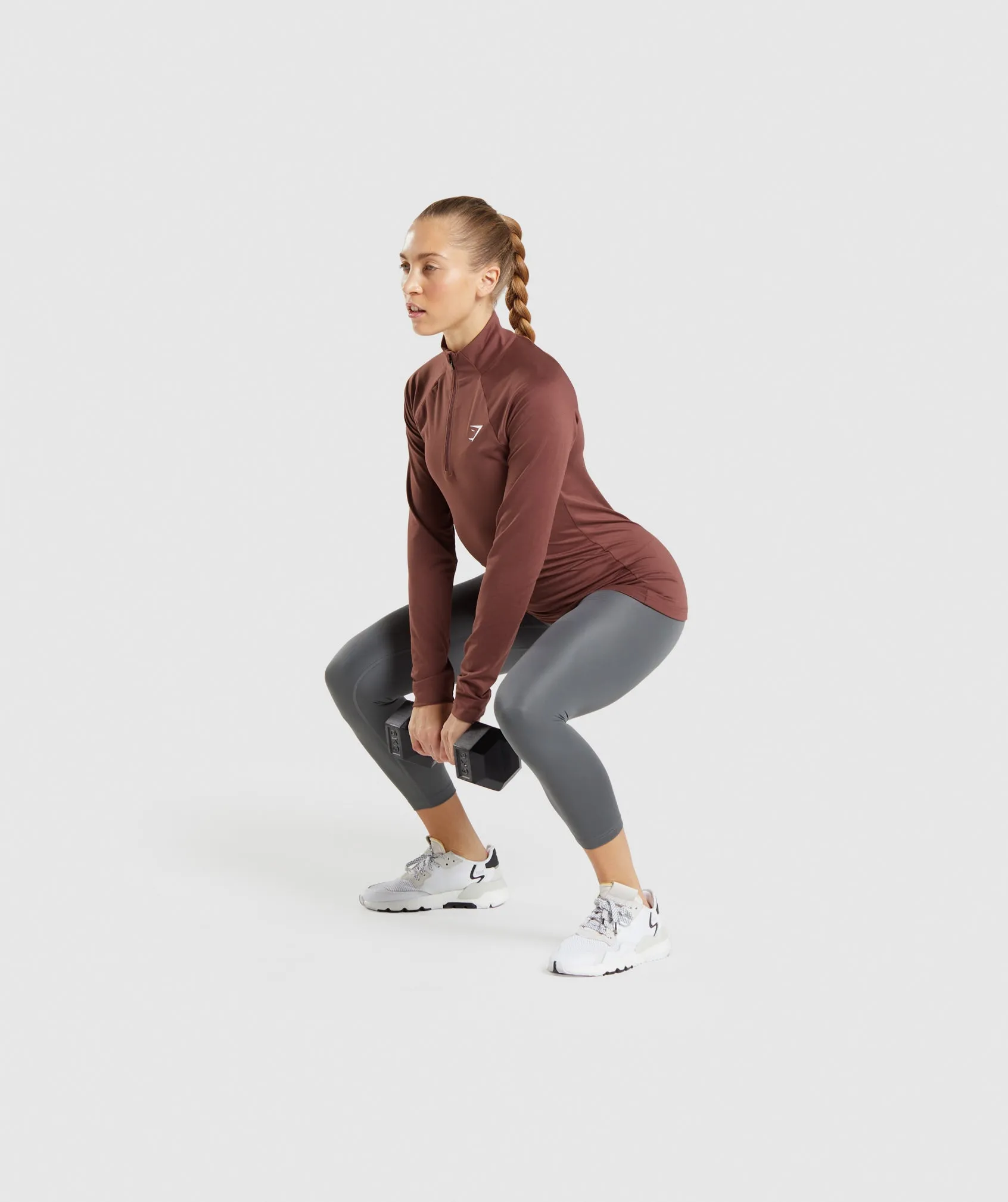 Gymshark Training 1/4 Zip - Cherry Brown
