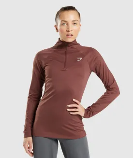 Gymshark Training 1/4 Zip - Cherry Brown