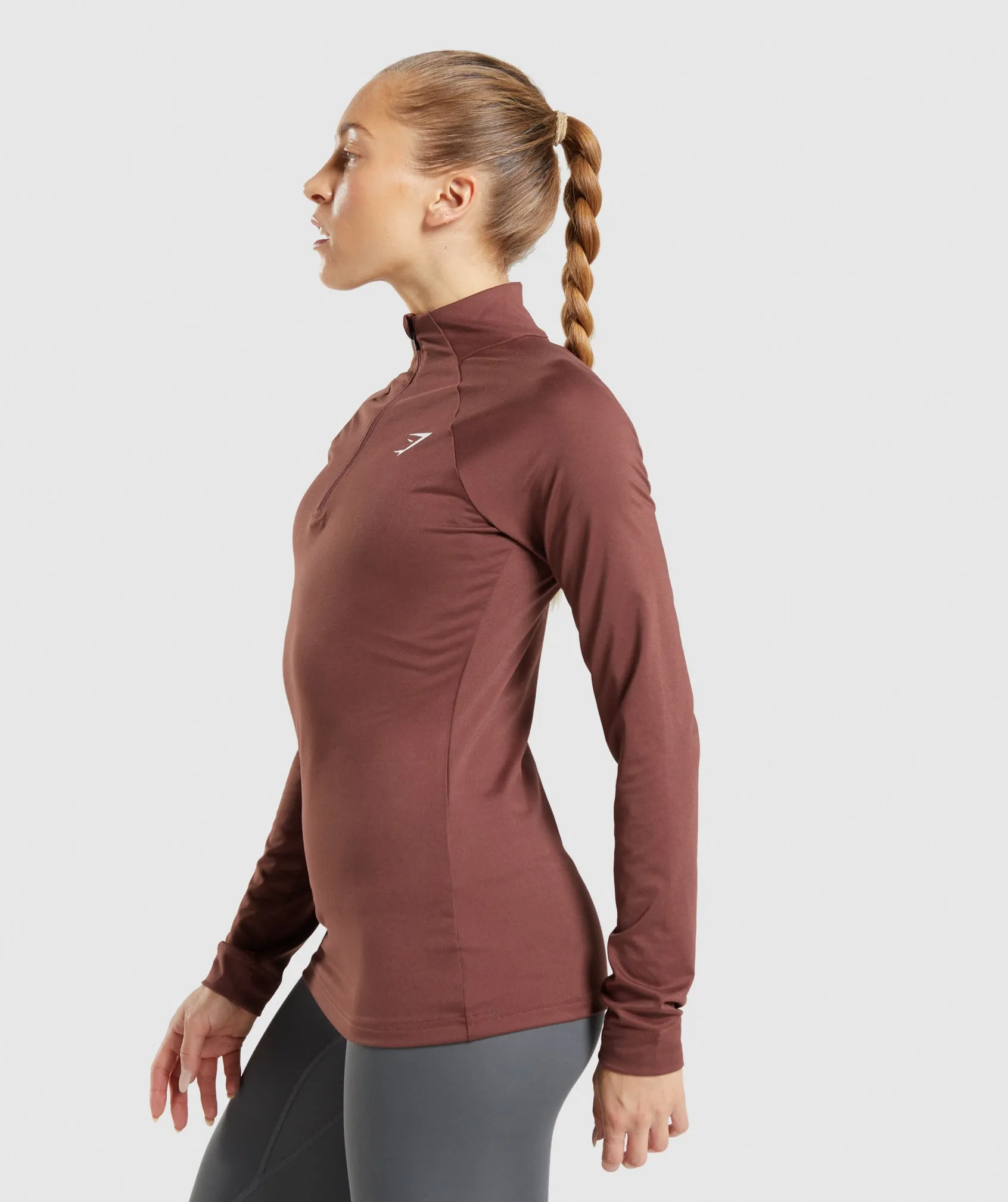 Gymshark Training 1/4 Zip - Cherry Brown