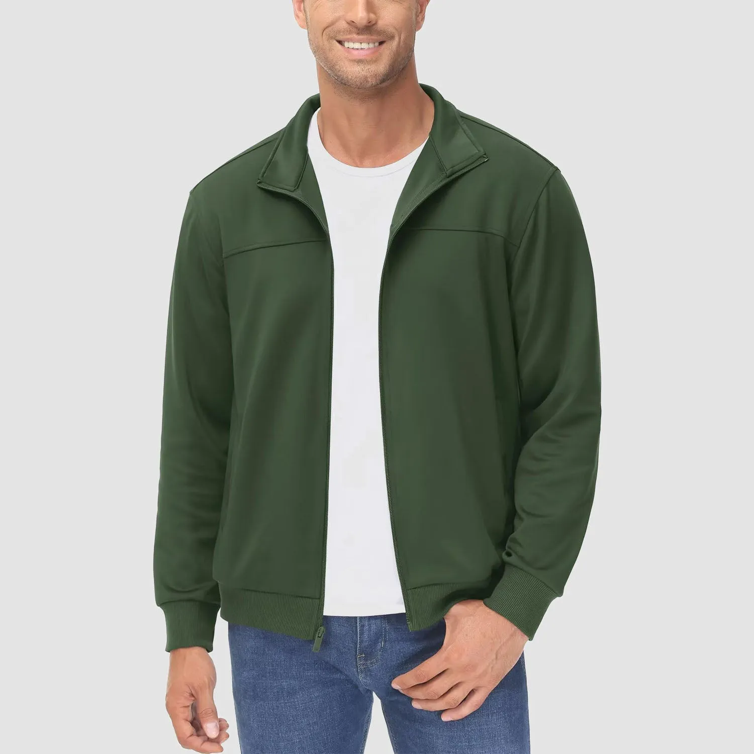 Men's Track Jackets Lightweight Full-Zip Casual Coat Workout Running Jacket With Pockets