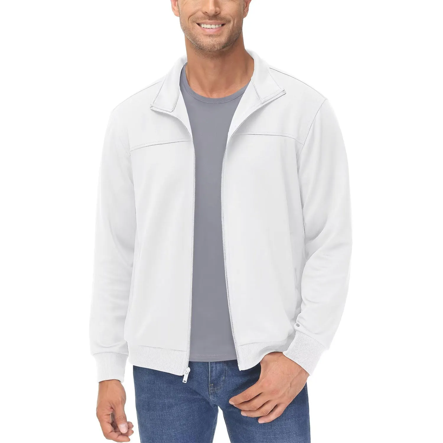 Men's Track Jackets Lightweight Full-Zip Casual Coat Workout Running Jacket With Pockets