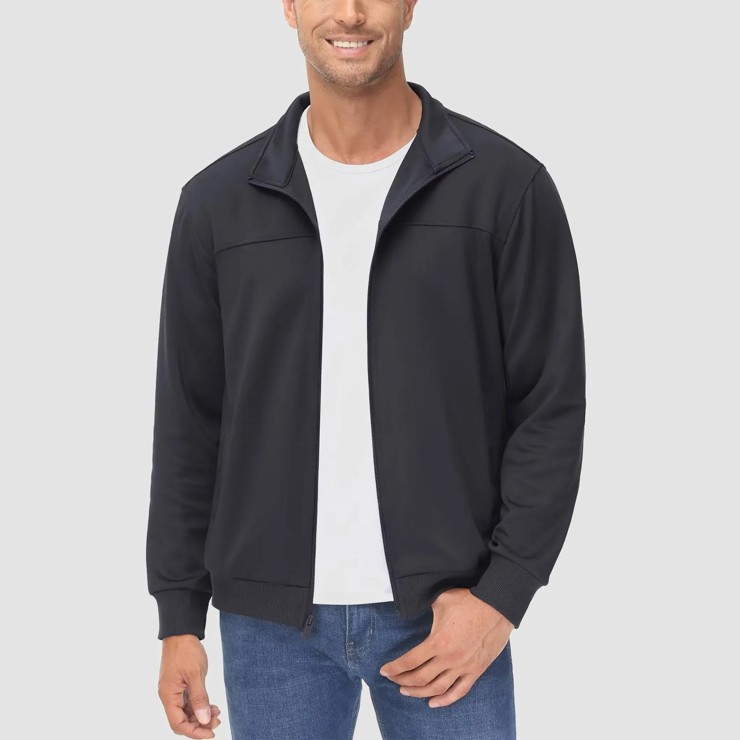 Men's Track Jackets Lightweight Full-Zip Casual Coat Workout Running Jacket With Pockets