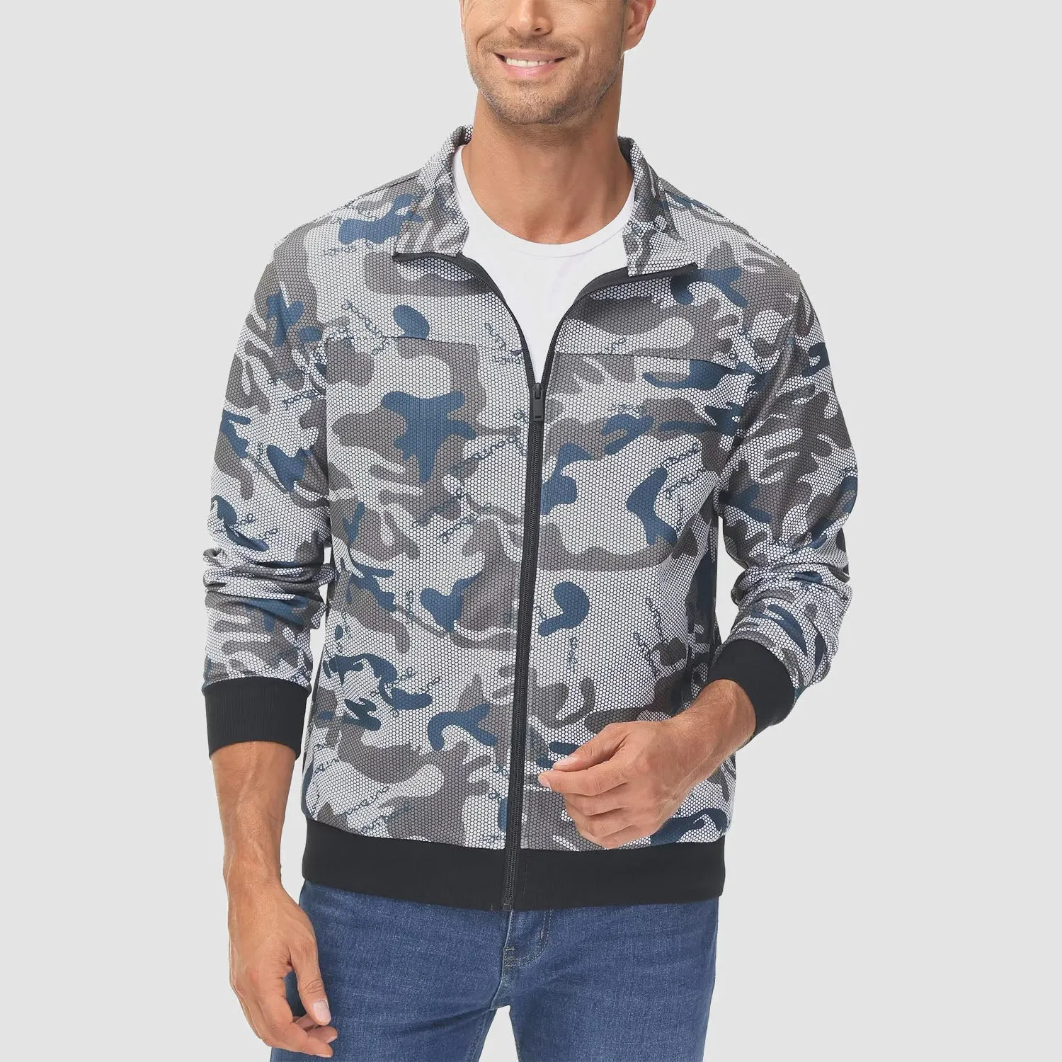 Men's Track Jackets Lightweight Full-Zip Casual Coat Workout Running Jacket With Pockets