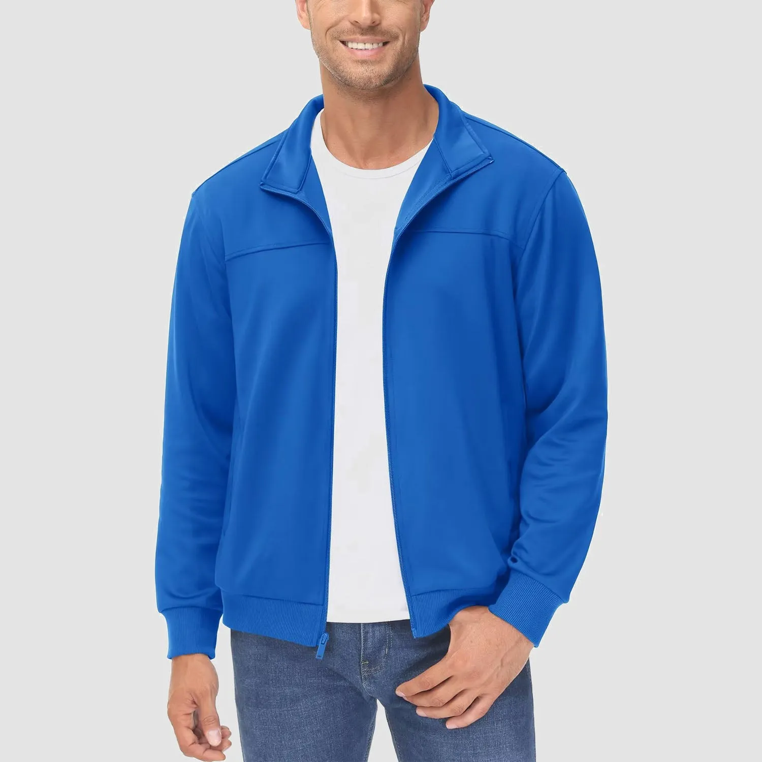 Men's Track Jackets Lightweight Full-Zip Casual Coat Workout Running Jacket With Pockets