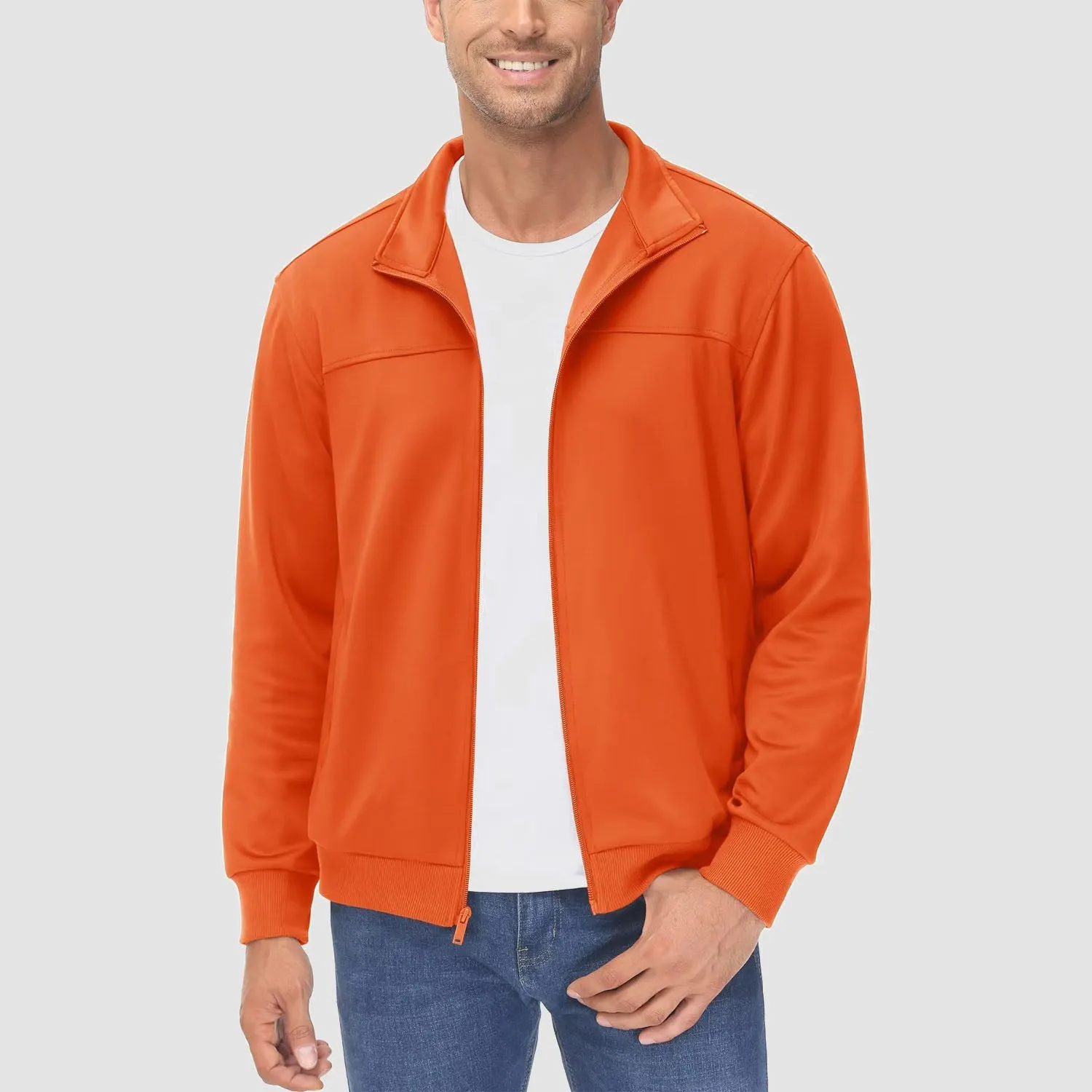Men's Track Jackets Lightweight Full-Zip Casual Coat Workout Running Jacket With Pockets