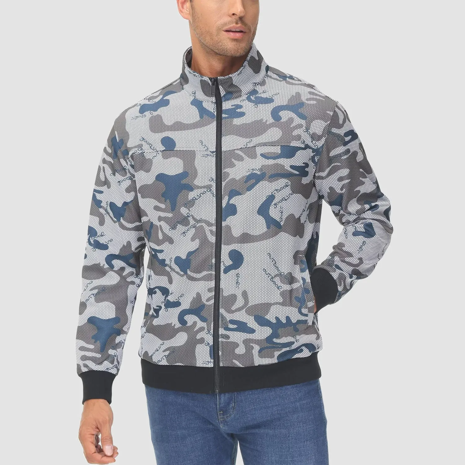 Men's Track Jackets Lightweight Full-Zip Casual Coat Workout Running Jacket With Pockets