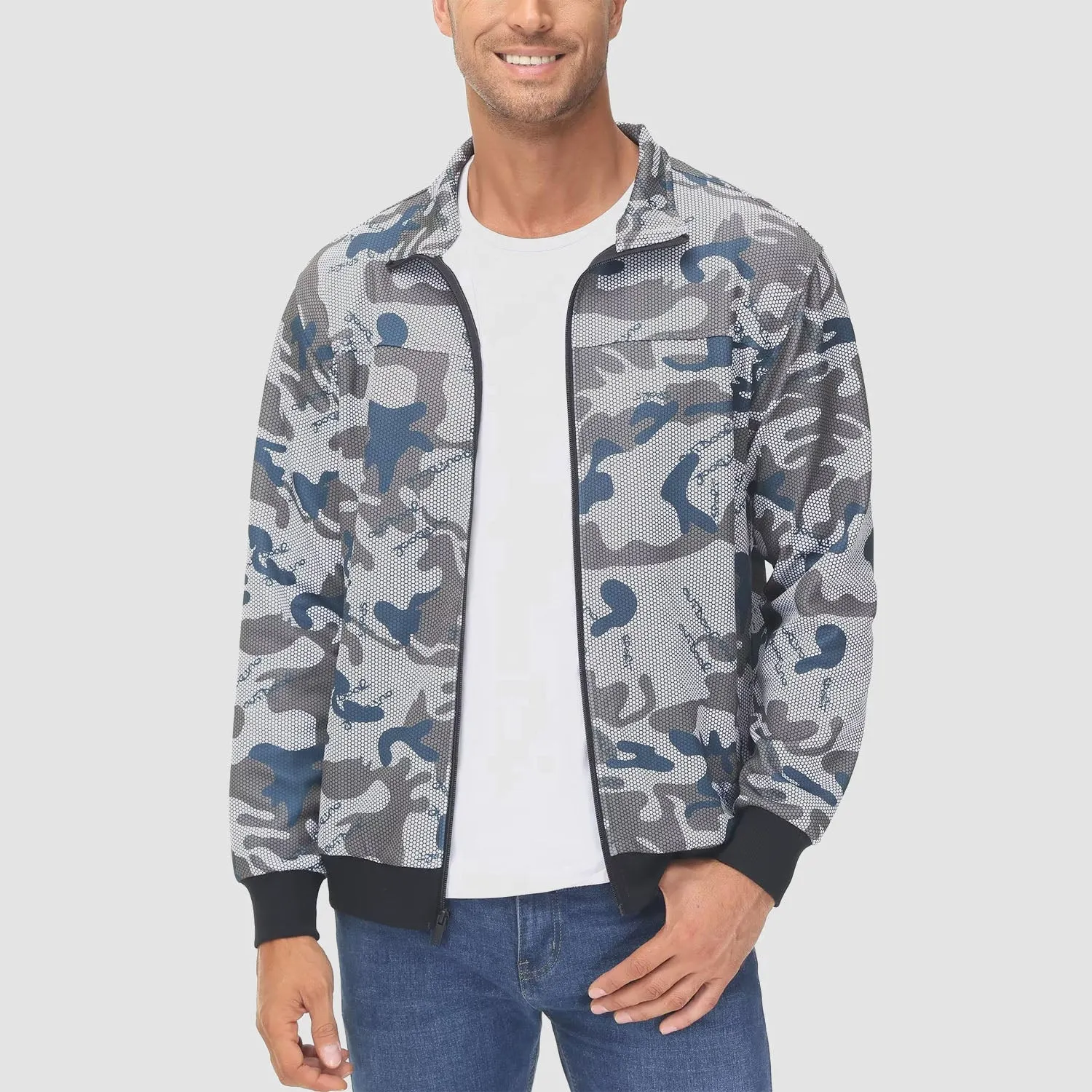 Men's Track Jackets Lightweight Full-Zip Casual Coat Workout Running Jacket With Pockets