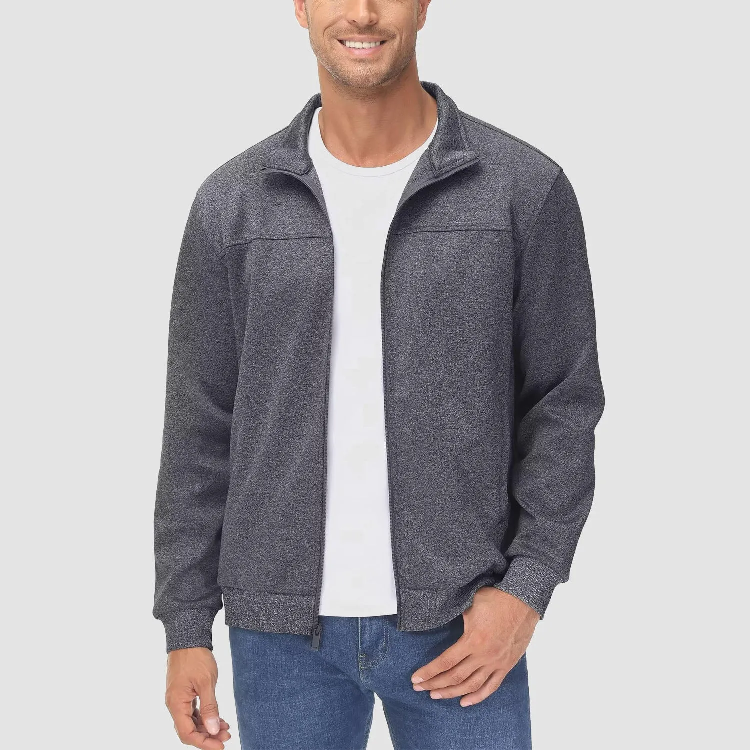 Men's Track Jackets Lightweight Full-Zip Casual Coat Workout Running Jacket With Pockets