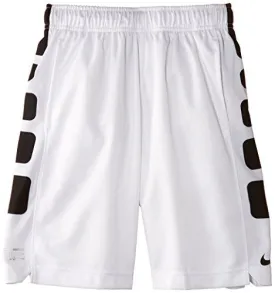 Nike Boys Elite Stripe Big Kids 10" Basketball Shorts, Med, White, 546649 019