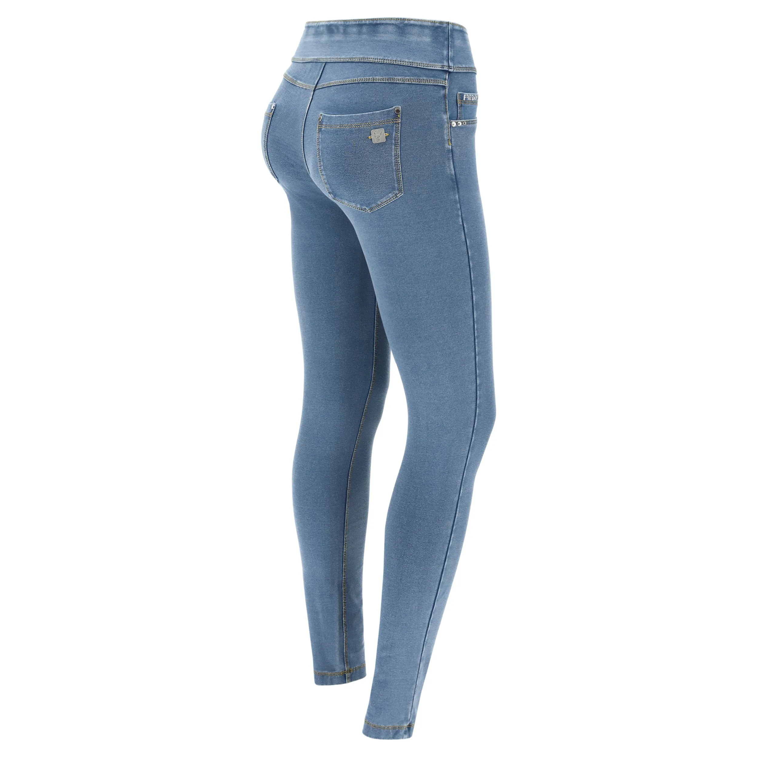 (NOWY1MC002-J4Y) N.O.W.® PANTS DENIM-EFFECT JERSEY LIGHT BLUE PANTS WITH A FOLDABLE WAIST