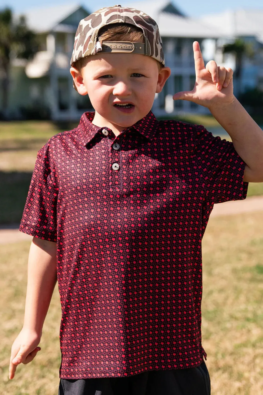 Performance Polo Texas Black And Red