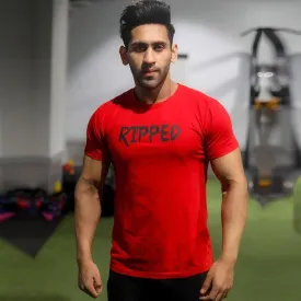 Ripped Blood Red Tee (4 way stretch) - Sale