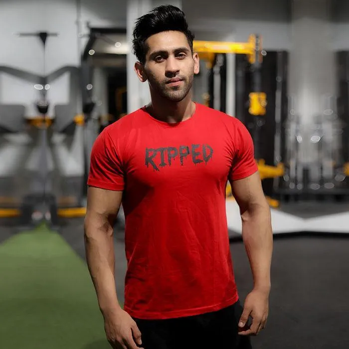 Ripped Blood Red Tee (4 way stretch) - Sale