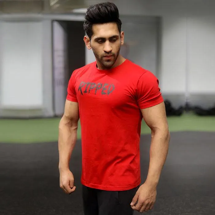 Ripped Blood Red Tee (4 way stretch) - Sale