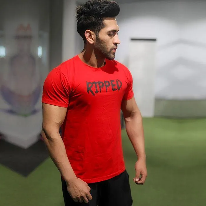 Ripped Blood Red Tee (4 way stretch) - Sale