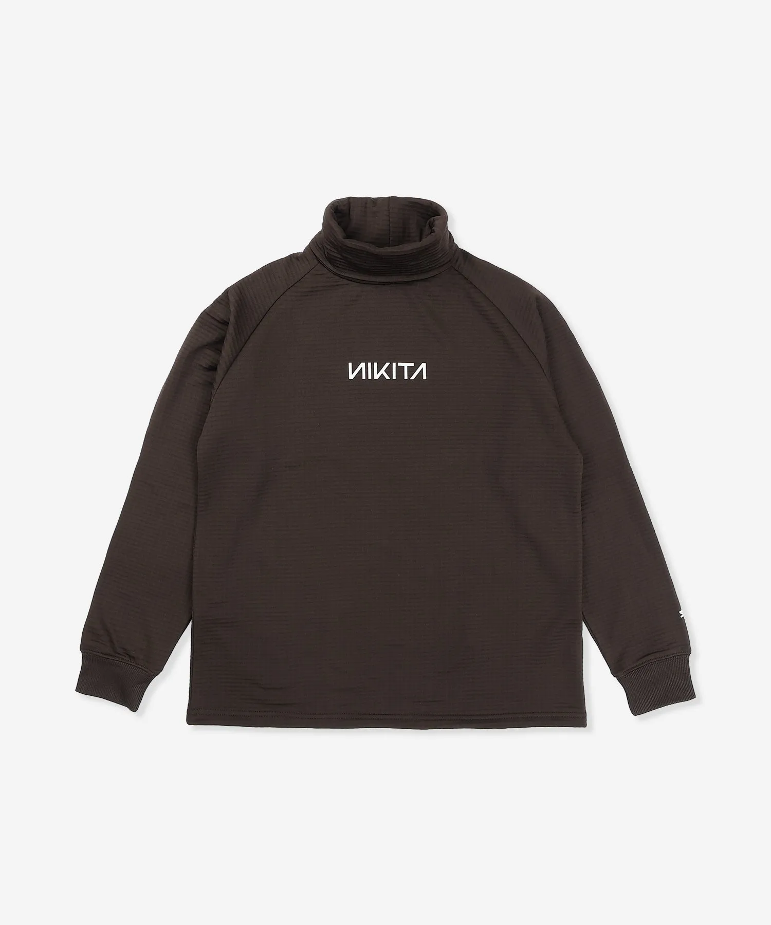 WAFFLE HIGH NECK LONGSLEEVE - BLACK