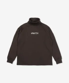 WAFFLE HIGH NECK LONGSLEEVE - BLACK