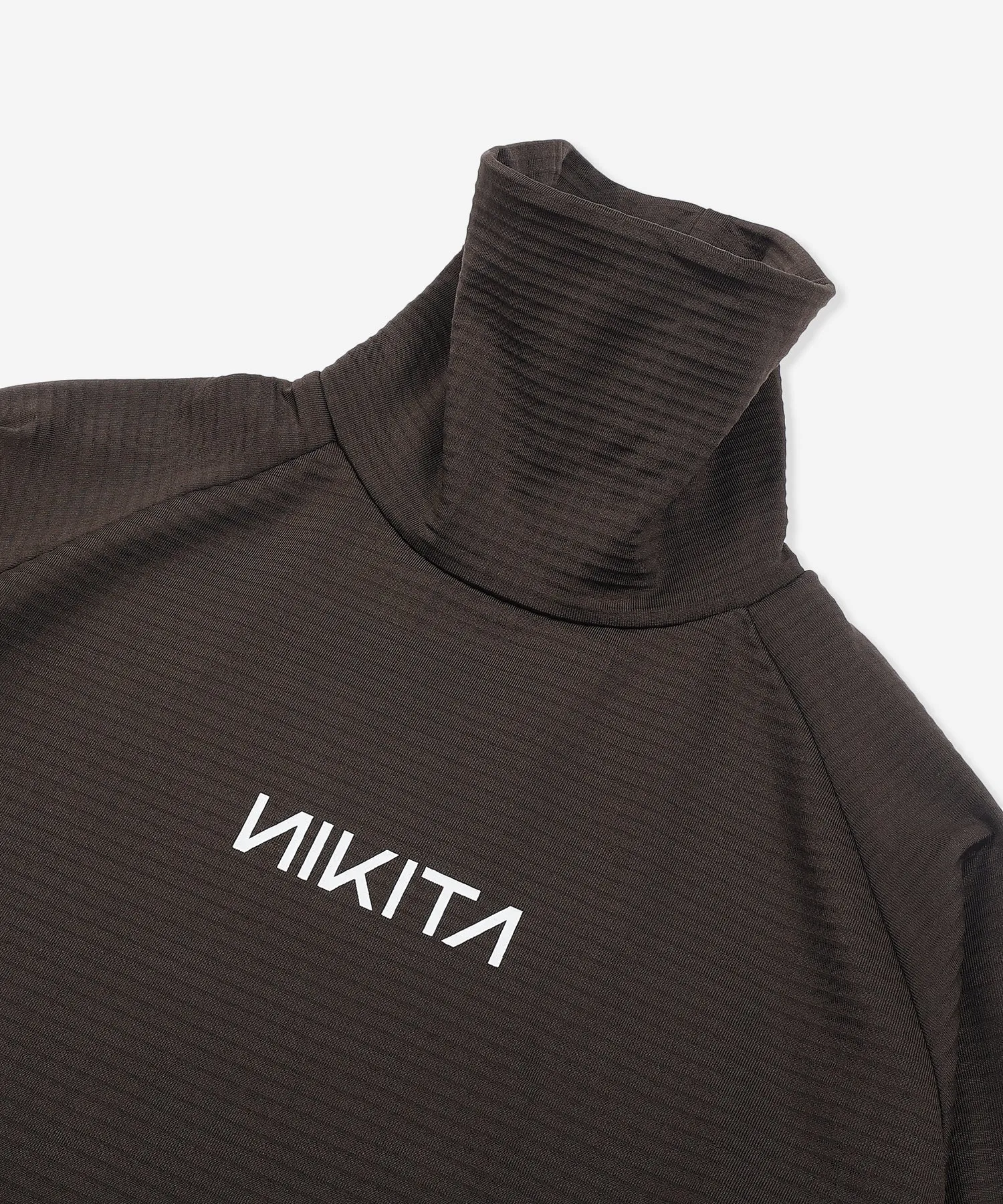 WAFFLE HIGH NECK LONGSLEEVE - BLACK