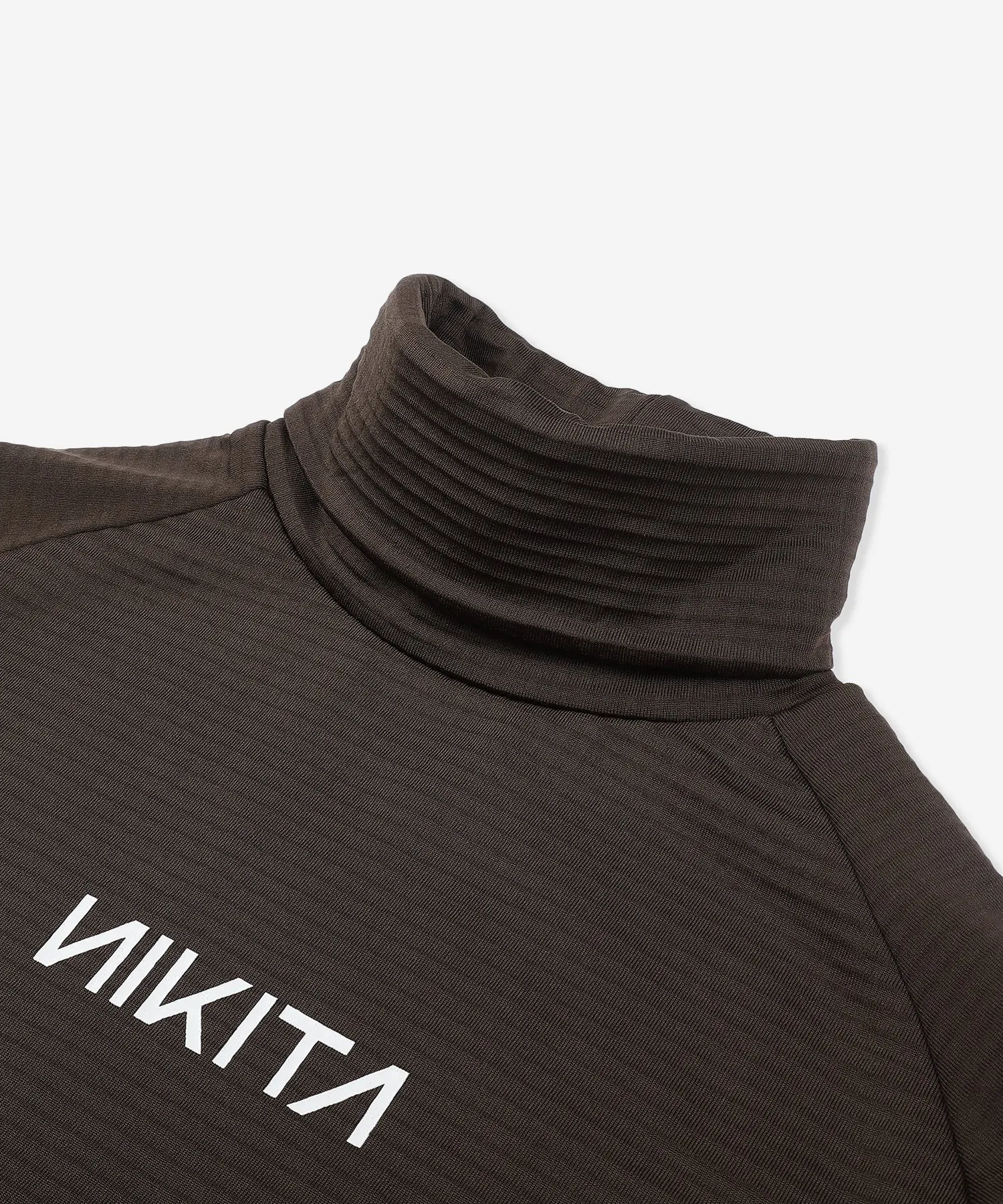 WAFFLE HIGH NECK LONGSLEEVE - BLACK