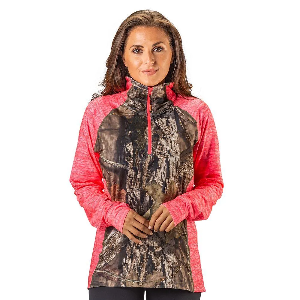 Women's Mossy Oak 1/4 Zip Performance T Shirt Break-Up Country Camo