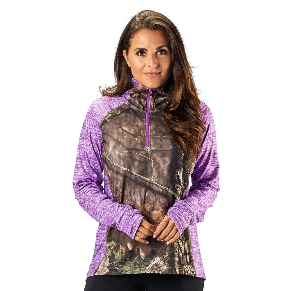 Women's Mossy Oak 1/4 Zip Performance T Shirt Break-Up Country Camo