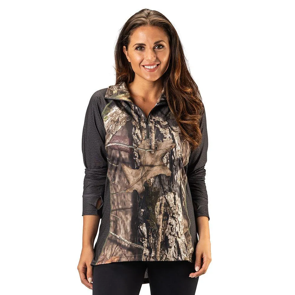 Women's Mossy Oak 1/4 Zip Performance T Shirt Break-Up Country Camo