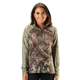 Women's Mossy Oak 1/4 Zip Performance T Shirt Break-Up Country Camo