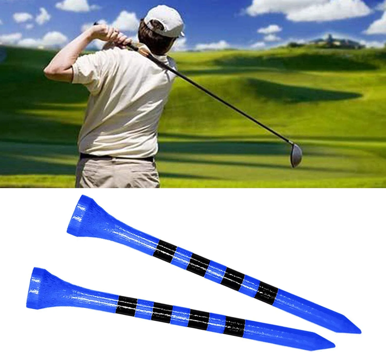 Zivisk Wooden Golf Tees 3-1/4",2-3/4",2-1/8",1-1/2" Available,100 Count Bamboo Tee Golf (Natural Color, White, Black, Green, Blue, Red, Pink)