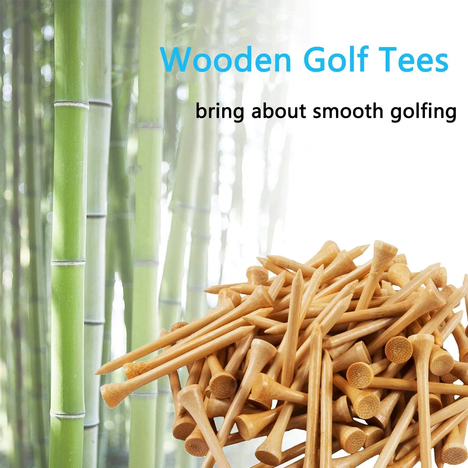 Zivisk Wooden Golf Tees 3-1/4",2-3/4",2-1/8",1-1/2" Available,100 Count Bamboo Tee Golf (Natural Color, White, Black, Green, Blue, Red, Pink)