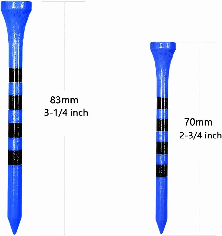Zivisk Wooden Golf Tees 3-1/4",2-3/4",2-1/8",1-1/2" Available,100 Count Bamboo Tee Golf (Natural Color, White, Black, Green, Blue, Red, Pink)